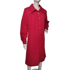 Sears Vintage 60s MOD Burgundy Button-Front Dagger Collar A-Line Shift Dress